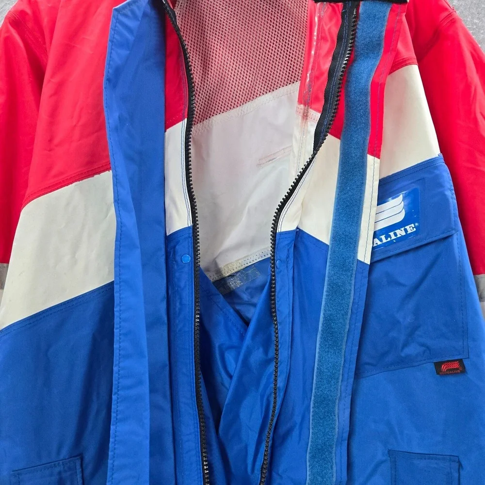 VINTAGE Honda Men Pants XS Red White Blue Colorblock Jumpsuit Racing Hood READ